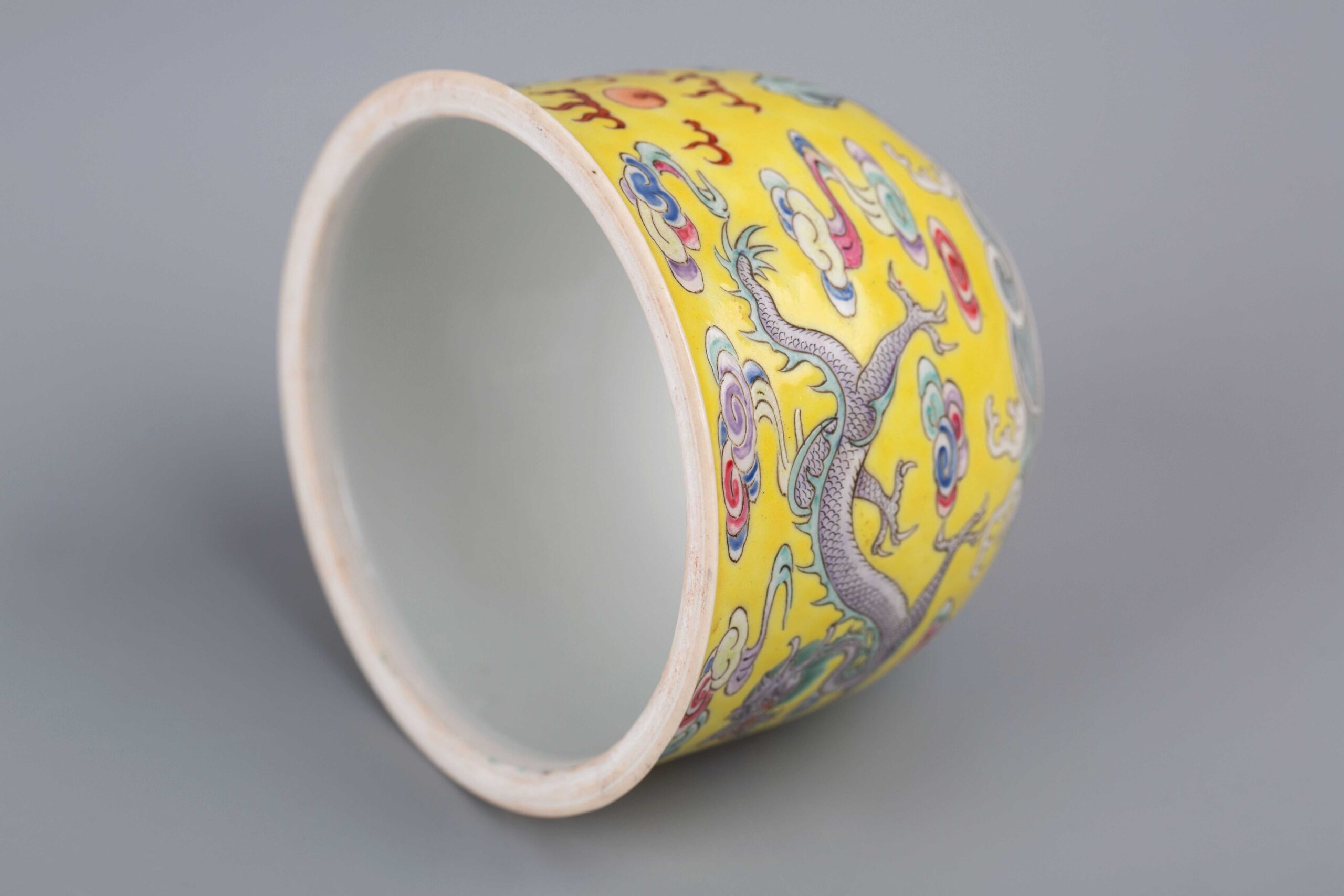 Yellow-glazed dragon pattern pot with Daqing Qianlong Year Made 