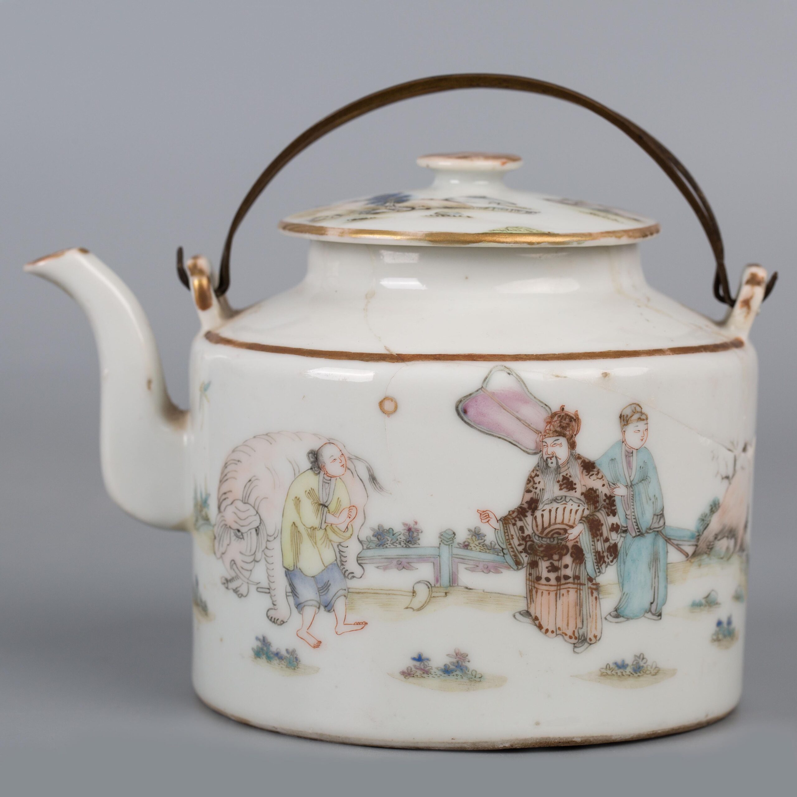 Qianjiang cai poetry and figure teapot with Hanmo Qingxiang mark