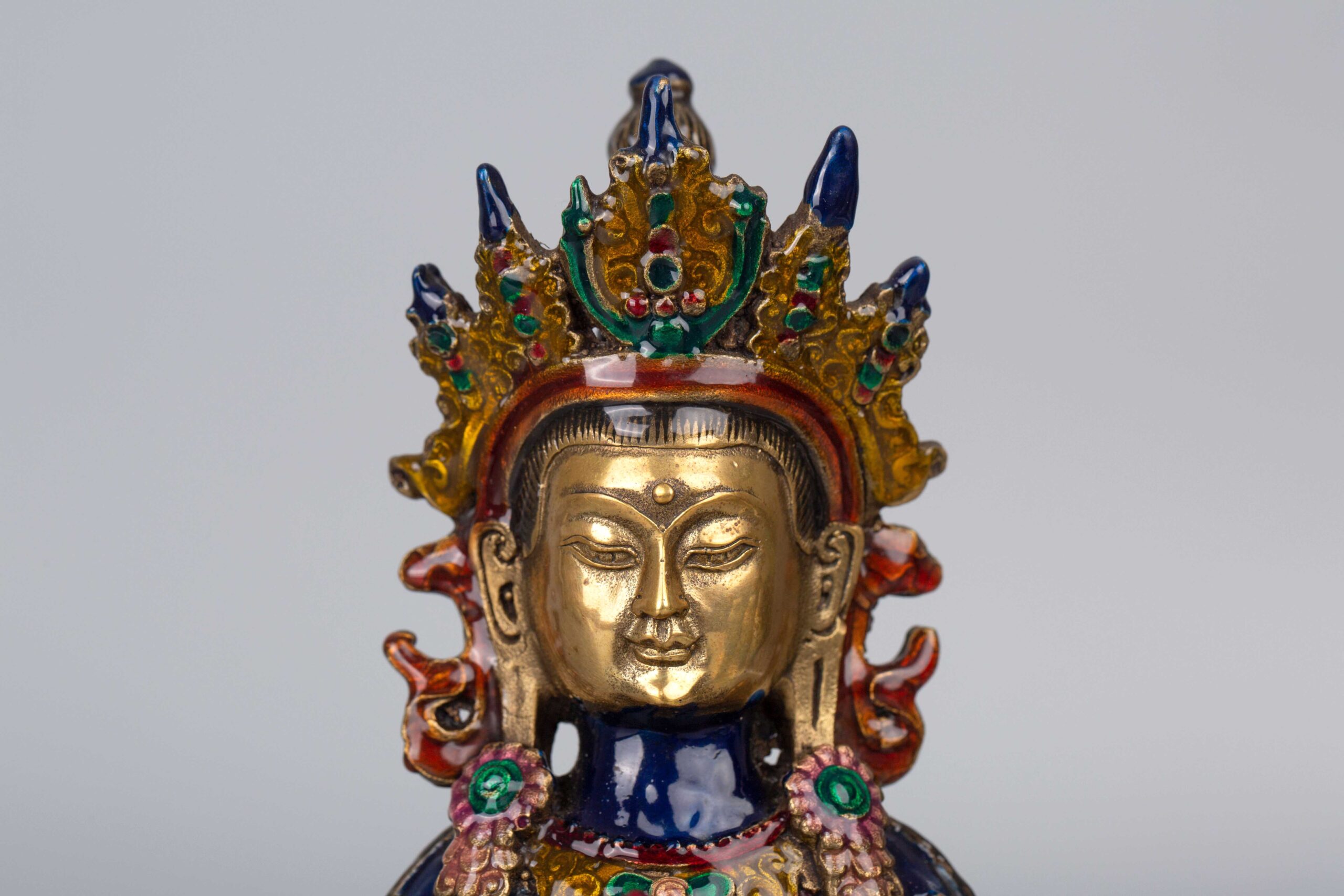 Cloisonne Enamel Bronze Buddhism Jambhala Statue景泰蓝珐琅青铜佛教 
