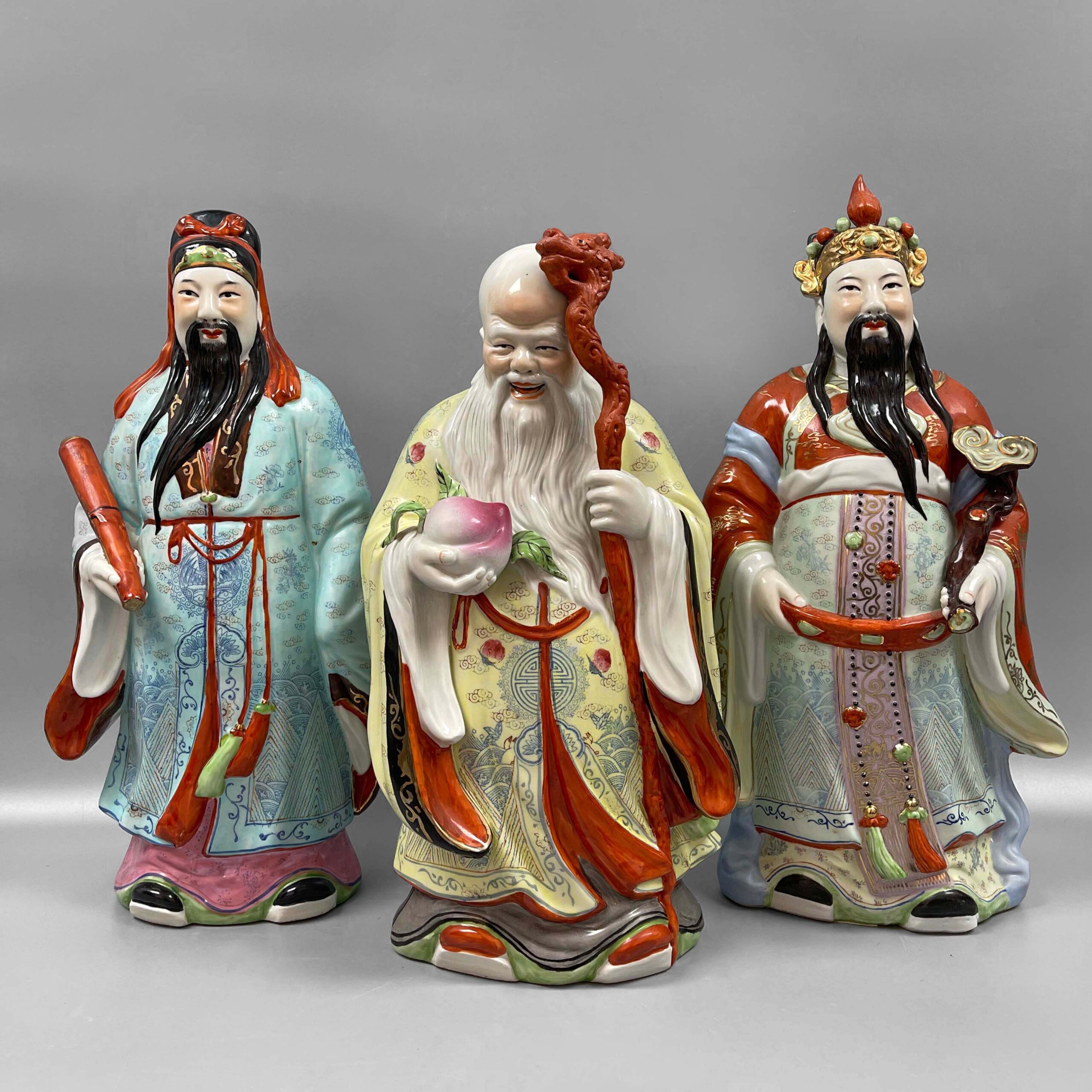 Fu, Lu, Shou, Jingdezhen Sculpture Porcelain Factory福，禄，寿