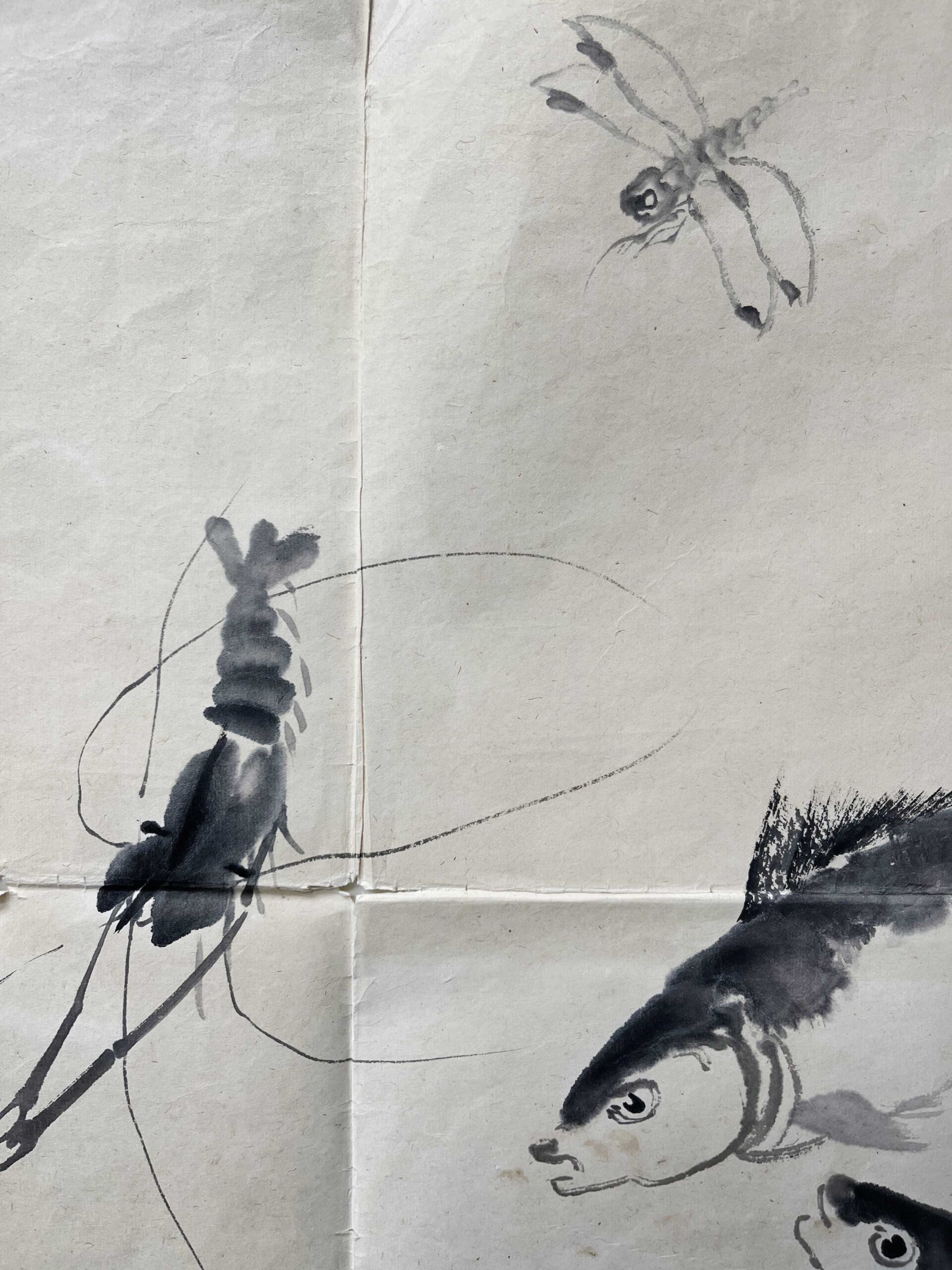 Fish with Qi Bai Shi mark鱼，虾，蟹齐白石（1864年11月22日—1957年9 
