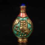 Set of 925 silver ring, copper snuff bottle, celadon jade Buddha Statue925银戒指，铜制鼻烟壶 二十世纪，青玉佛像 十九世纪， - Image 14