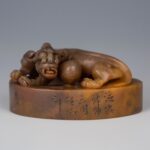 Shoushan Stone Divine Beast Seal with mark寿山石神兽印章 带款