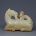 Monkey and Horse Celadon Jade青白玉马上封侯