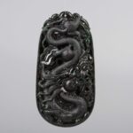 Carved dragon black jade pendant高浮雕龙纹和田墨玉吊坠
