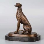 Bronze Sculpture of Sitting Greyhound青铜格雷伊猎犬雕塑