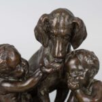 Bronze Sculpture of Dog and Children 19th Century铜猎狗和儿童雕塑 - Image 2
