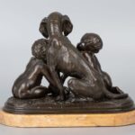 Bronze Sculpture of Dog and Children 19th Century铜猎狗和儿童雕塑 - Image 4
