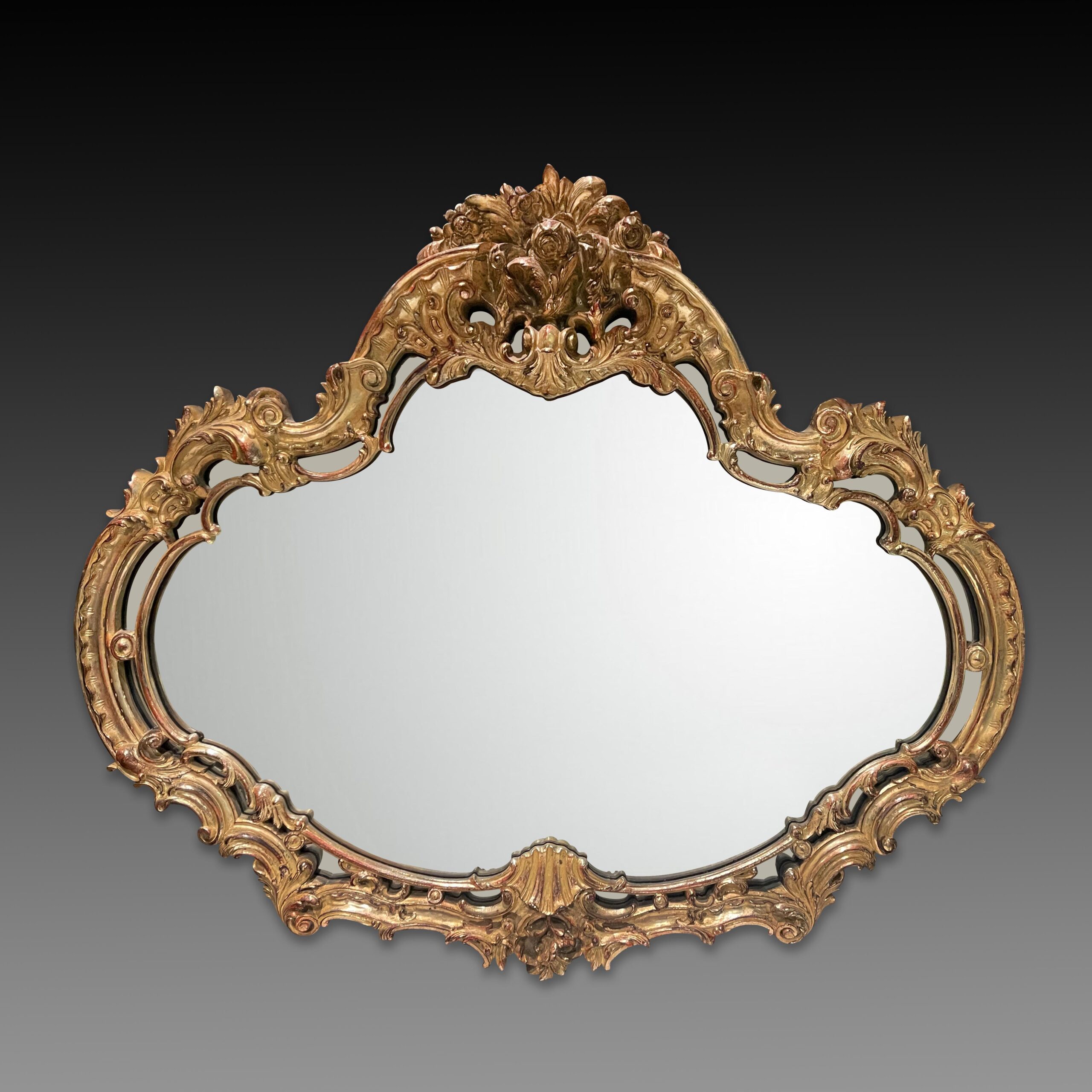 Large Rococo Style Carved Gold Gilt Mirror 19th century大型洛可可
