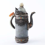 Jadeite and silver inlaid Domu pot (with certificate), mid Qing dynasty清中期 龙柄 翡翠与银镶嵌多穆壶（带证书） - Image 2