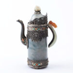 Jadeite and silver inlaid Domu pot (with certificate), mid Qing dynasty清中期 龙柄 翡翠与银镶嵌多穆壶（带证书） - Image 4