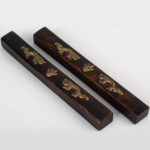 A pair of Pixiu Gilt Bronze Wooden Paperweight, 19th century貔貅铜鎏金 木纸镇 一对 晚清