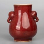 Red glaze Elephant-ear vase, middle and late Qing dynasty红釉象耳尊 清中晚期 - Image 4
