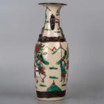 Pair of famille rose knife horse figure vases, 19th century粉彩铁泥花刀马人赏瓶一对 晚清 - Image 2