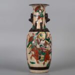 Pair of famille rose knife horse figure vases, 19th century粉彩铁泥花刀马人赏瓶一对 晚清 - Image 10