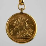 Edward VII 22k gold gold coin 24k gold chain. Weight 18-19g 爱德华七世 22K金金币 24K金链 18.5克 - Image 2