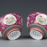 Famille Rose Floral bowls with Daqing Qianlong Year Made Mark粉彩开光花卉纹碗 大清乾隆年制款 - Image 2
