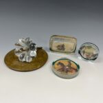copper glazed flower 19th century, a set of paperweight琉璃，水晶，饰品 十九世纪