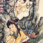 Portrait of a lady, lake scenery, double-sided table screen, 18th century仕女图 湖泊景物 双面桌屏 清中期 - Image 2