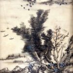 Portrait of a lady, lake scenery, double-sided table screen, 18th century仕女图 湖泊景物 双面桌屏 清中期 - Image 6