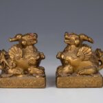 Bronze Fu Lu Shou and a pair of bronze lions铜，福，禄，寿，铜狮一对 - Image 5