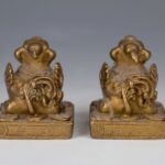Bronze Fu Lu Shou and a pair of bronze lions铜，福，禄，寿，铜狮一对 - Image 6