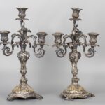 Pair of Antique Norblin & Co GALW Warszawa Metal Victorian Sabbath Candlestick Holder一对古董Norblin & Co GALW华沙金属维多利亚安息日烛台支架 - Image 3