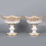 Antique Meissen Porcelain Hand Painted Reticulated Compote Centerpiece古董迈森瓷手绘网状盘