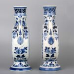 Delft Blue Dutch Art Pottery Holland代尔夫特蓝荷兰艺术陶瓷扁瓶壶一对 - Image 3