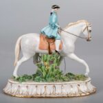 Antique Italian Luigi Fabris (1883 - 1952) porcelain horse and figurine意大利 Fabris Luigi 陶瓷人物和马 - Image 3