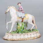 Antique Italian Luigi Fabris (1883 - 1952) porcelain horse and figurine意大利 Fabris Luigi 陶瓷人物和马