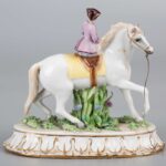 Antique Italian Luigi Fabris (1883 - 1952) porcelain horse and figurine意大利 Fabris Luigi 陶瓷人物和马 - Image 3