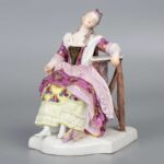 Meissen porcelain figure, Michel Victor Acier, Girl sleeping in chair迈森瓷器人物，米歇尔维克多，女孩睡在椅子上