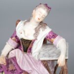 Meissen porcelain figure, Michel Victor Acier, Girl sleeping in chair迈森瓷器人物，米歇尔维克多，女孩睡在椅子上 - Image 2