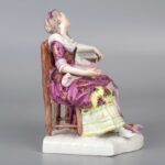 Meissen porcelain figure, Michel Victor Acier, Girl sleeping in chair迈森瓷器人物，米歇尔维克多，女孩睡在椅子上 - Image 3