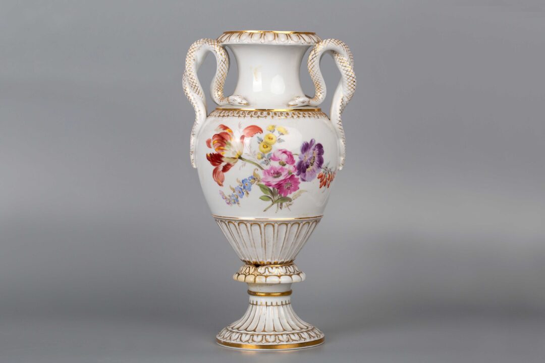 Meissen Porcelain, Antique Vase with Double Serpent Handles, 27 cm, 1860-1924迈森瓷器，古董花瓶与双蛇环形柄27厘米1860-1924 - Image 3