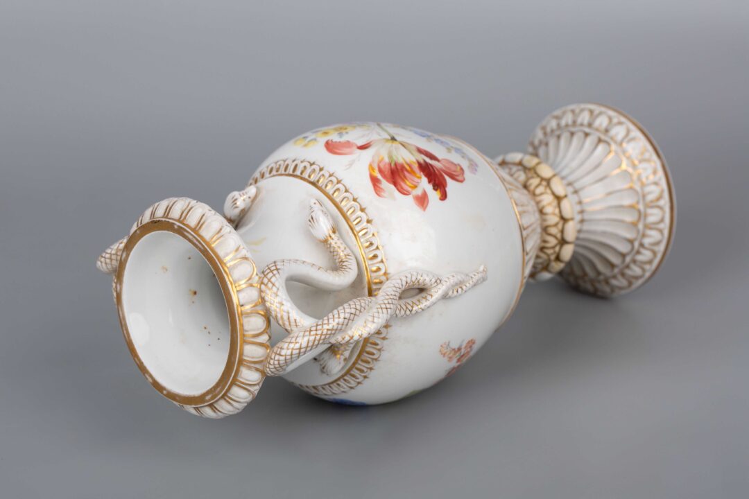 Meissen Porcelain, Antique Vase with Double Serpent Handles, 27 cm, 1860-1924迈森瓷器，古董花瓶与双蛇环形柄27厘米1860-1924 - Image 5
