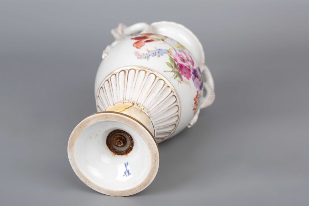 Meissen Porcelain, Antique Vase with Double Serpent Handles, 27 cm, 1860-1924迈森瓷器，古董花瓶与双蛇环形柄27厘米1860-1924 - Image 6