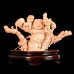 Coral Carved Fertility Buddha statue, Republic of China珊瑚 送子佛 民国
