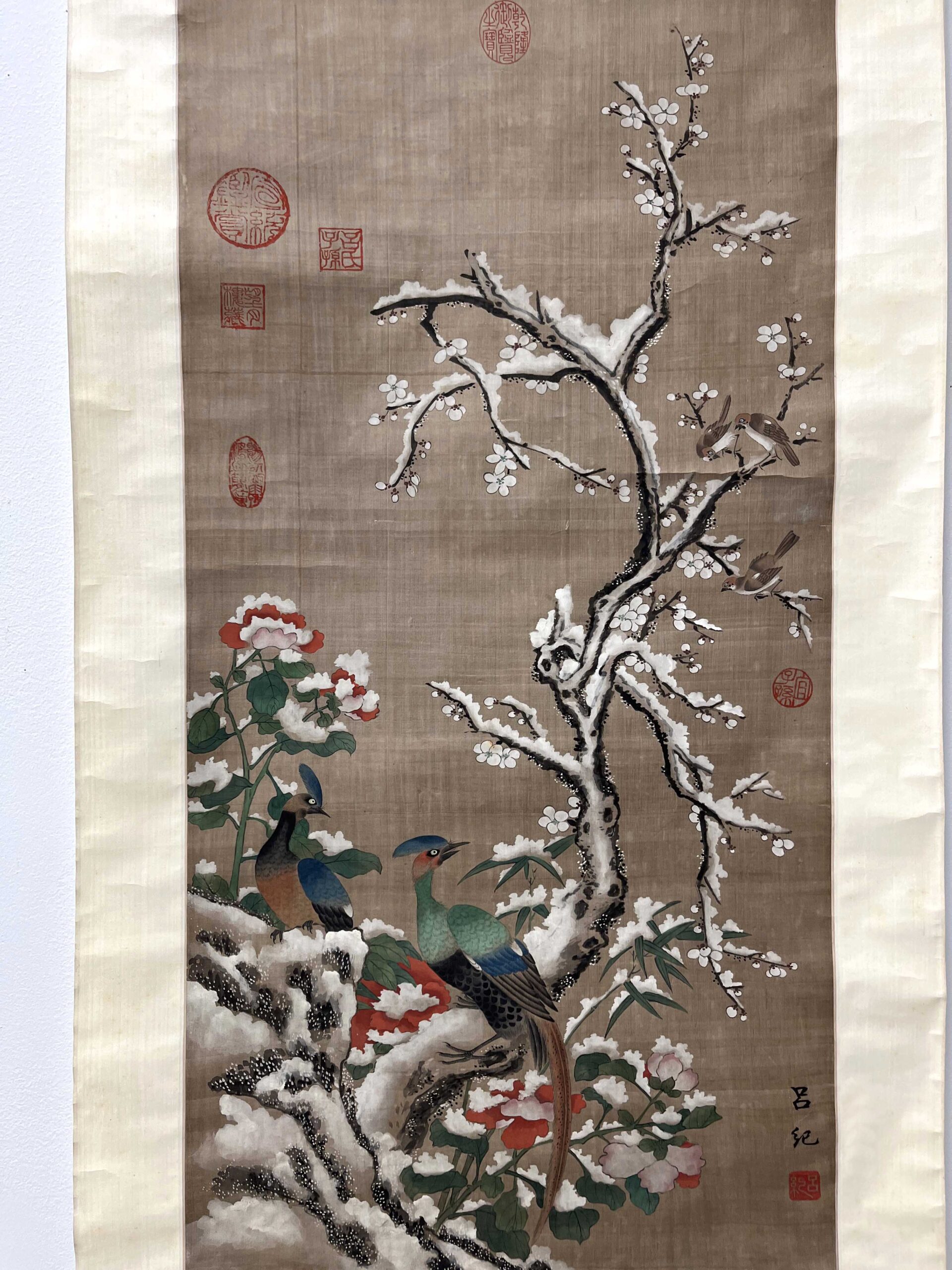 Painting by Lv Ji (damaged scroll)吕纪，中国明代画家。字廷振，号乐 