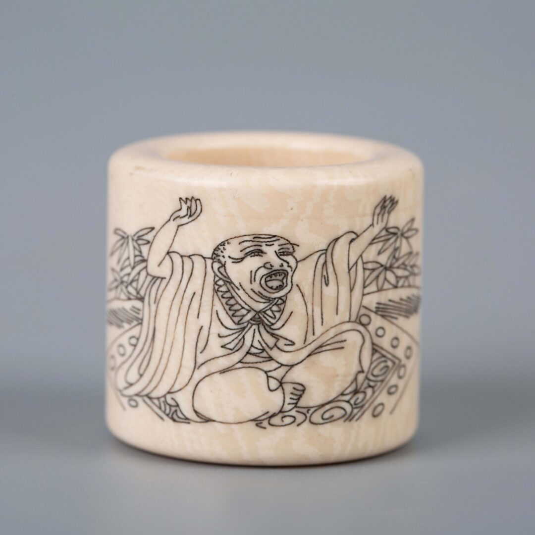 Bone carving figure poetry ring高级骨雕 人物 诗文 戒指