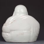 Gold painted Arhat Laughing Buddha with Zhu Yishun mark, Republic of China, damaged民国名家 朱义顺 鎏金罗汉笑佛 有伤 - Image 5
