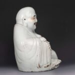 Gold painted Arhat Laughing Buddha with Zhu Yishun mark, Republic of China, damaged民国名家 朱义顺 鎏金罗汉笑佛 有伤 - Image 6