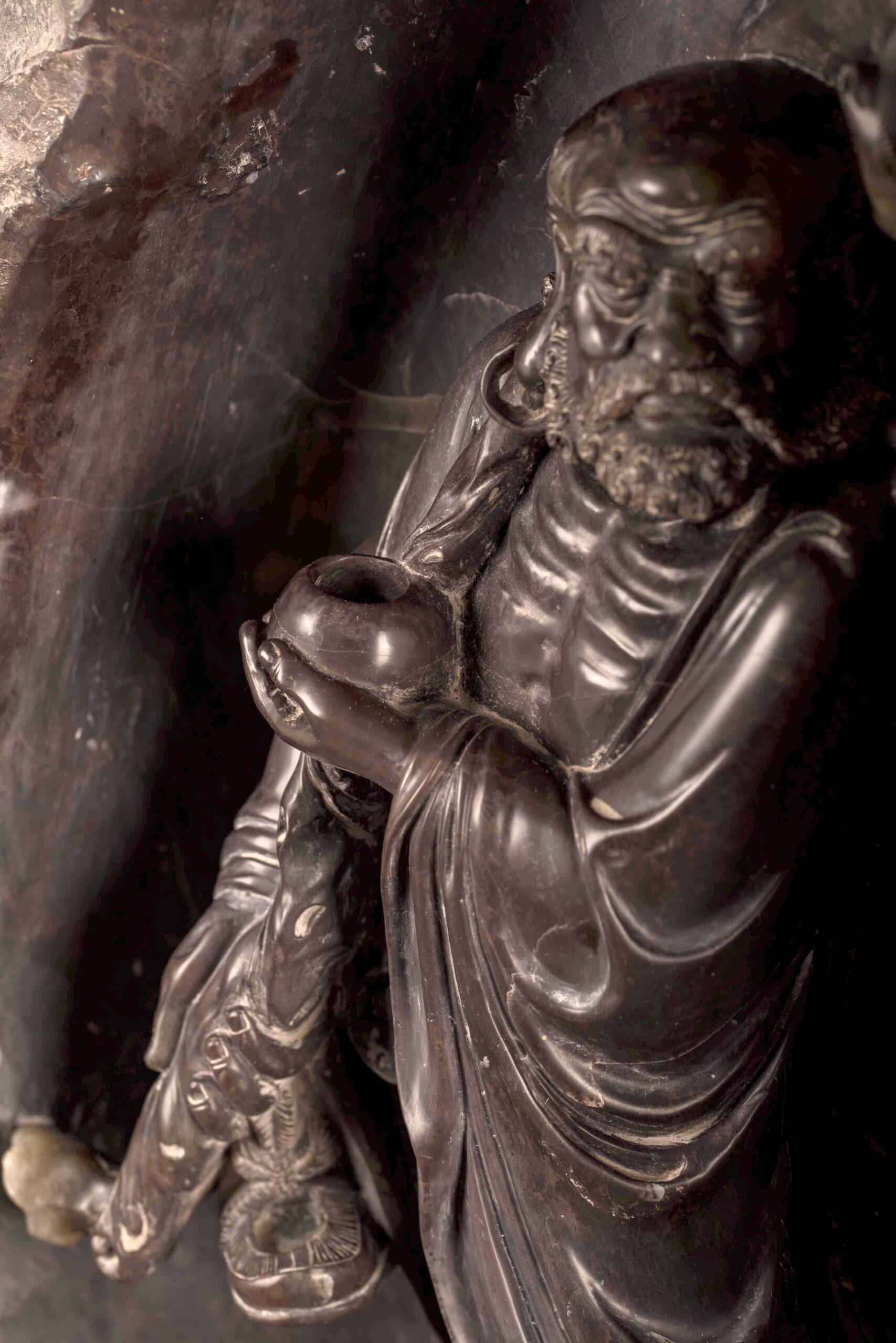 Shoushan stone Carved Damo with Lin Youshun mark, 20th
